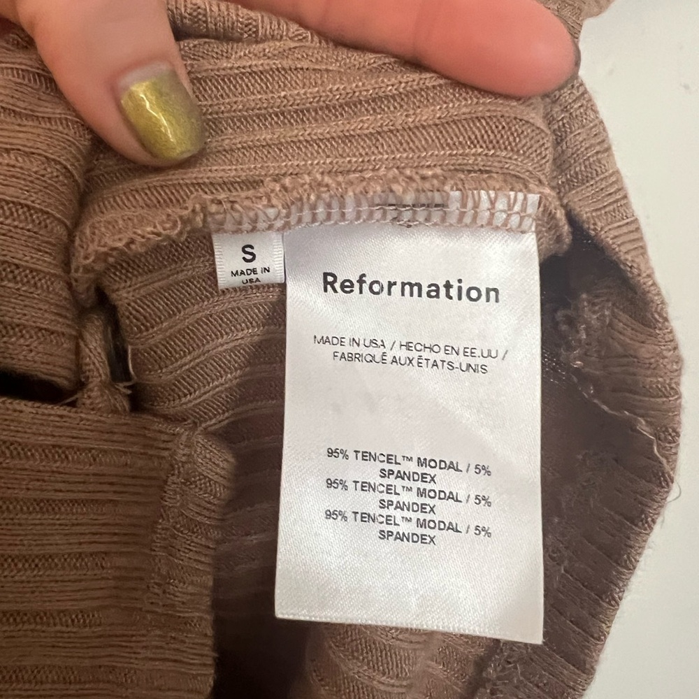 Reformation Brown Ribbed Button-Up Top - Picture 3 of 4